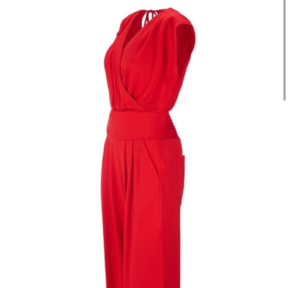 CAbi #5773 Uptown Sleeveless Red Jumpsuit one piece wrap front - Picture 9 of 11
